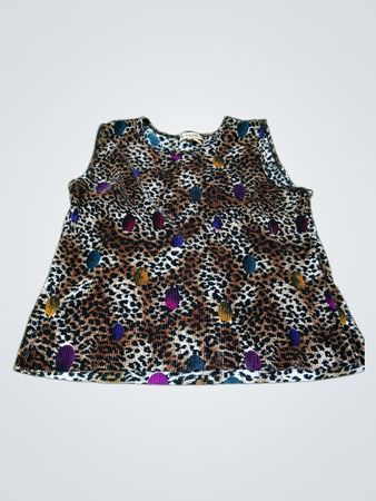 Prisse Damen Top mit Leo-Print, ärmellos und plissiert