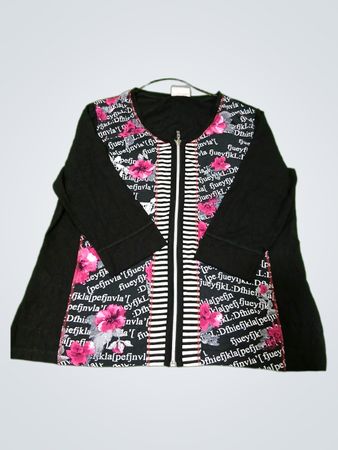 Candas Premium Schwarze Florale Reißverschluss-Jacke