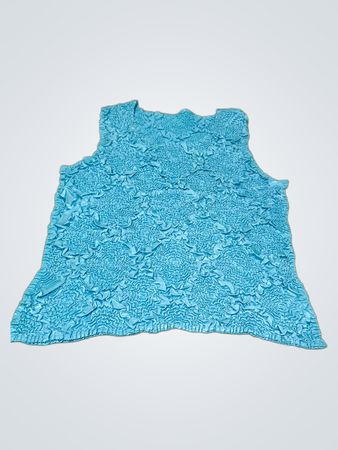 Blaues strukturiertes ärmelloses Top