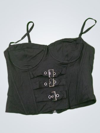 Beyorty Black Korsett-Top mit Schnallen-Detail