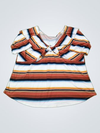 Gestreiftes Top mit Knotendetail vorne