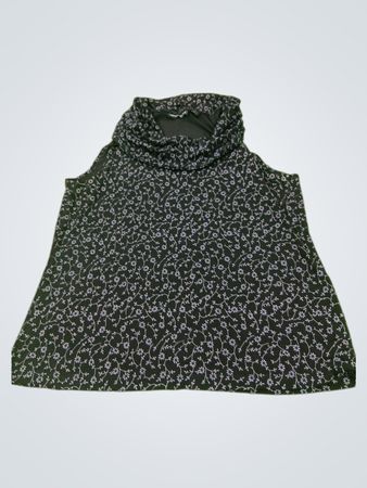 IMPRESSIONS ärmelloses schwarzes Oberteil mit Blumenmuster und Rollkragen