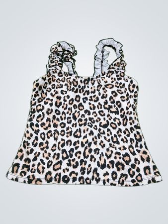 Leopardenmuster-Trägertop mit Rüschen