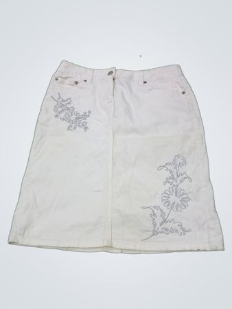 LOFT Ann Taylor White Denim A-Line Skirt