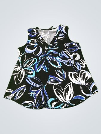 COLORI Ärmelloses Blumen-Top mit V-Ausschnitt