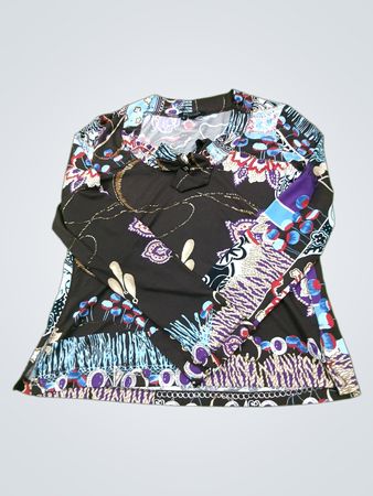ETCETERA Damen Langarmoberteil mit braunem Blumenmuster Größe L