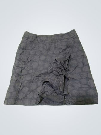 Odille Damen schwarzer Blumen-Jacquard-Rüschrock Größe 6