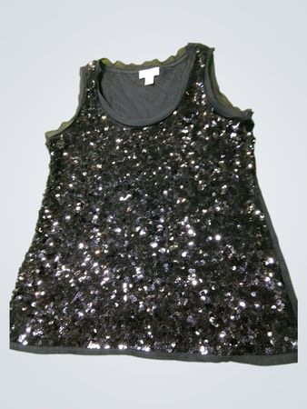 Ann Taylor Loft schwarzes Pailletten-Top