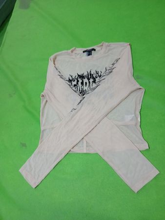 Forever 21 Mesh Graphic Long-Sleeve Top