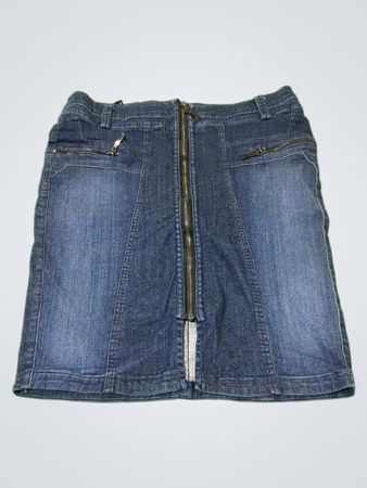JUNONA Damen-Jeansrock mit Reißverschluss vorne und Taschen