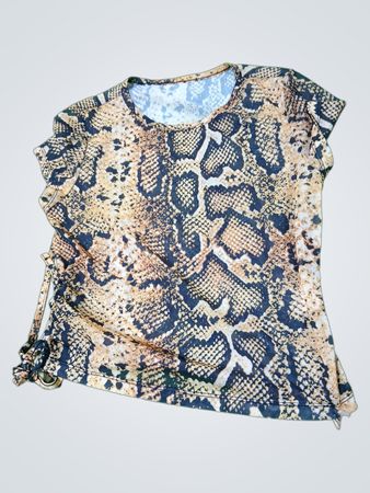 Schlangen-Print Rüschent-Shirt