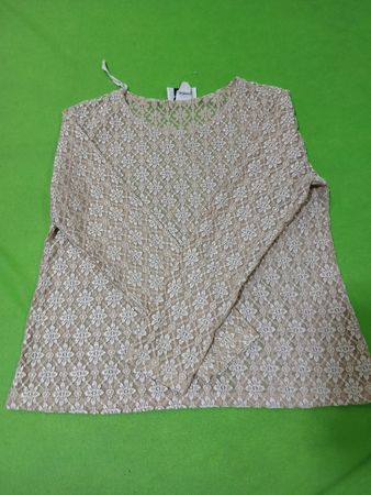MAYCCENE Beige Spitzen-Top mit langen Ärmeln