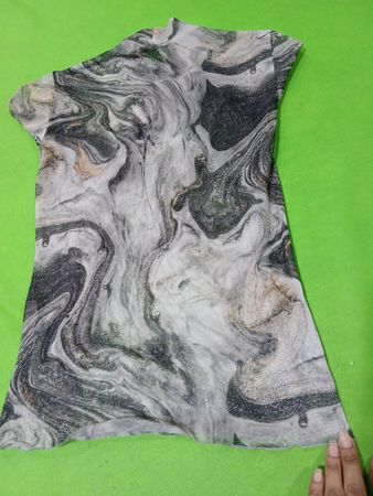 AMISU Marble Print Sheer Langarm-Oberteil