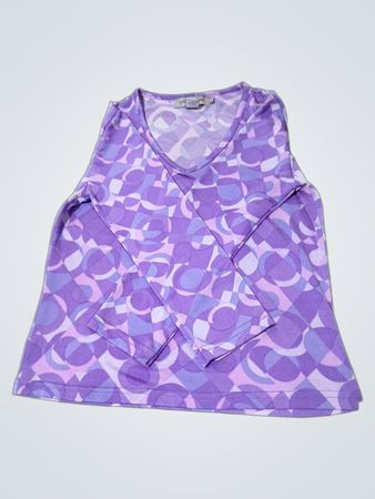 Quickreflex Purple Geometric Print Langarm-V-Ausschnitt-Top