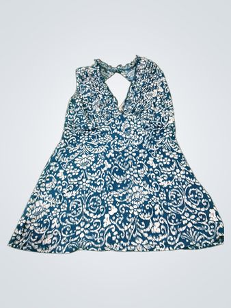 Studio Y Türkis-weißer ärmelloser Jumpsuit mit Blumenmuster