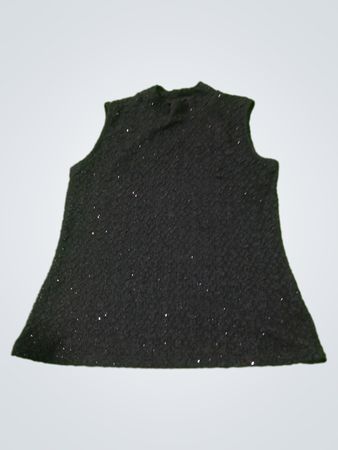Schwarzes ärmelloses Top mit Glitzereffekt