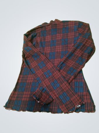 Justify Plaid Mock Neck Long Sleeve Top