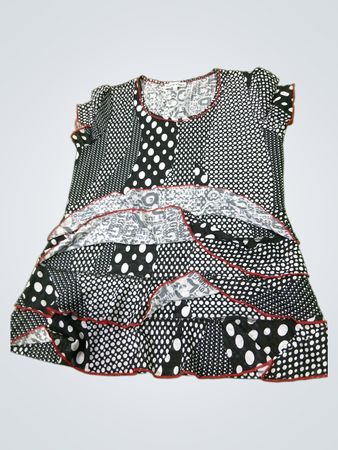 Marie Claire Boutiques Damen Schwarze und weiße Polka-Dot Rüschen-Tunika-Oberteil