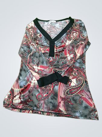 CHAGALL Women's Paisley Print Long Sleeve Tunic Top