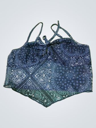 Blaues Bandana-Print-Crop-Top