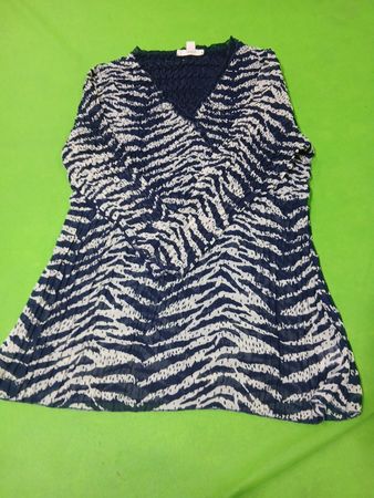 Coldwater Creek Damen-Oberteil mit Zebramuster, plissiertem V-Ausschnitt