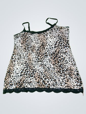 Leopardenmuster-Camisole mit Spitzenbesatz