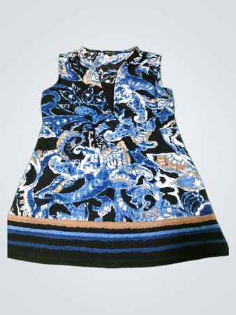 NOTATIONS Damen ärmelloses blaues Kleid mit Muster