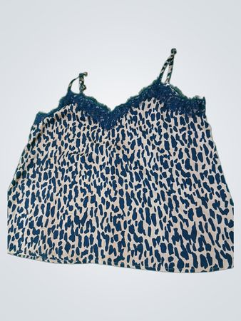 BP. Leopard-Print-Spaghettihemd mit Spitzenbesatz
