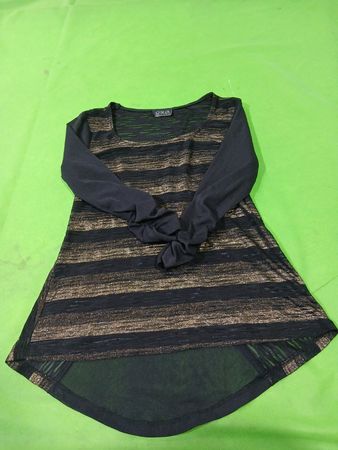 G.N.B. Collection Schwarzes und golden gestreiftes Langarm-Oberteil