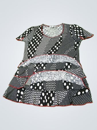 Marie Claire Boutiques M/M schwarz-weiß gemustertes Rüschkleid
