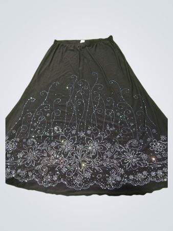 Michael K. Damen schwarzer Maxirock mit Verzierungen Stil #K2383
