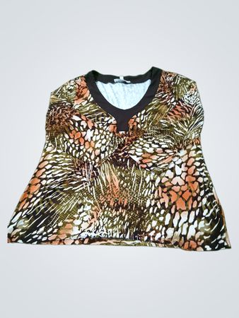 Tradition Damen Tunika-Oberteil mit V-Ausschnitt und Animal-Print