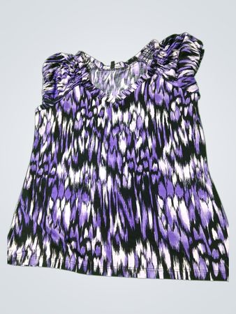 Christine Gerard lila-schwarzes Top mit abstraktem Druck