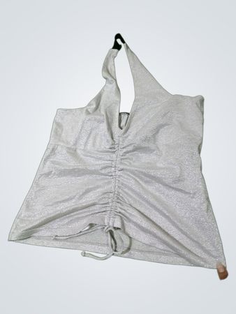 Weißes gerafftes Neckholder-Top