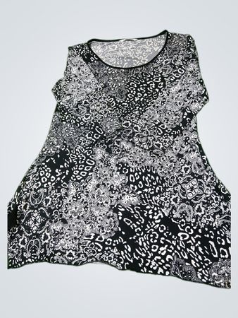 HYGARD Damen Tunika-Oberteil in Schwarz und Weiß mit Muster