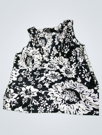 Mossimo Schwarz-weißes Blumenmuster Seiden ärmelloses Top