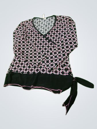 Susan Lawrence Damenoberteil in Pink und Schwarz mit geometrischem Muster