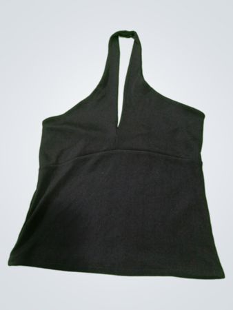 MNG Schwarzes geripptes Neckholder-Top