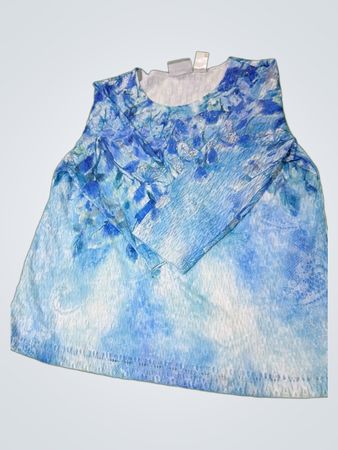 Alfred Dunner Petite Bluse mit blauem Blumenmuster