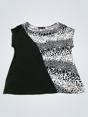 Laura Petites Schwarz-Weiß-Print-Top