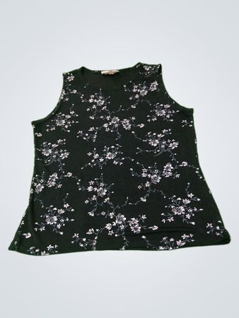 ULTIMATE BLUES Black Floral Ärmelloses Oberteil