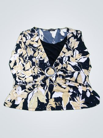 Brittany Black Petite Floral Bluse