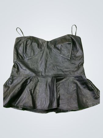 Triff mich in Santorini Schwarzes Peplum-Oberteil