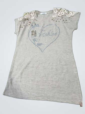 SEN LIN YA Fashion T‑Shirt mit Herz- und Perlenverzierungen