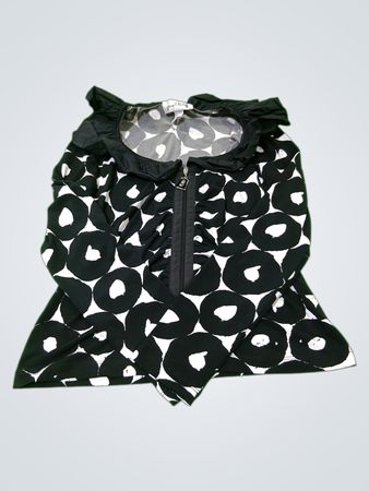 Joseph Ribkoff Schwarz-Weiß-Kreisprint Reißverschluss-Front Top