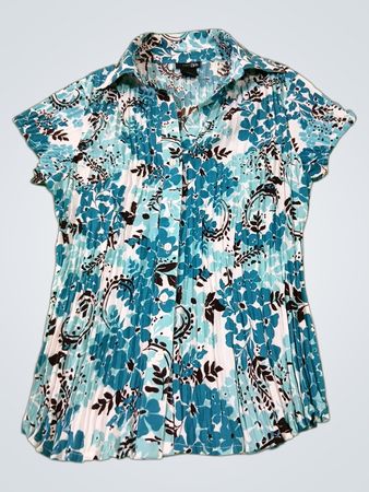 East 5th Petite Blue Floral Faltenbluse