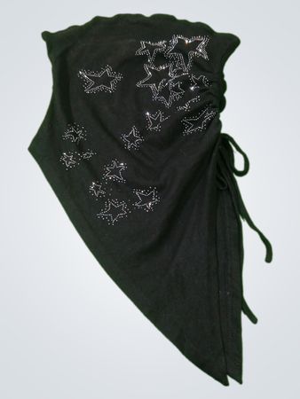 Schwarzes Bandana mit Sternverzierungen und Kordelzug