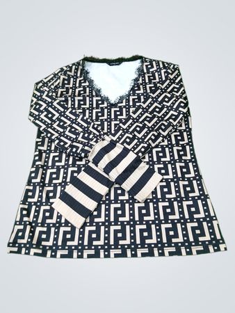 CHICME Damen Langarmshirt mit Spitzenbesatz