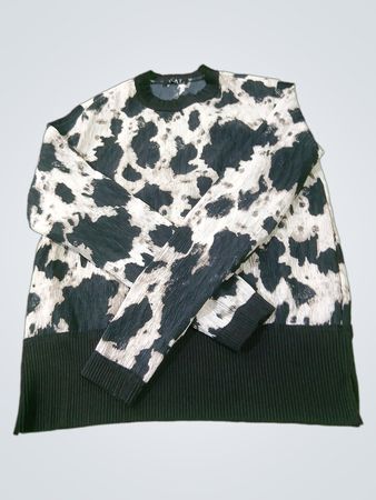 FCAT Cow Print Plissiertes Langarmoberteil