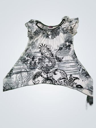 Damens Tunika mit schwarz-weißem Print